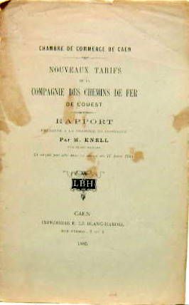 Couverture de 1885 TARIFS DE LA COMPAGNIE DES CHEMINS  DE COMMERCE DE CAEN