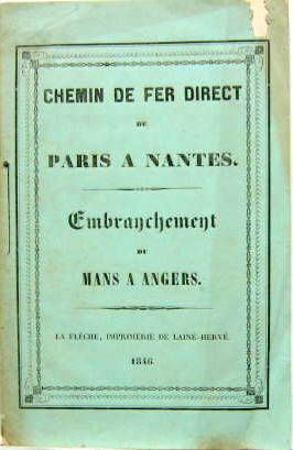 Couverture de 1846 CHEMIN DE FER DIRECT PARIS A NANTES EMBRANCHEMENT DU MANS A ANGERS