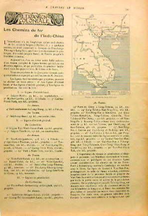 Couverture de 1900 LES CHEMINS DE FER DE L'INDOCHINE ARTICLE D'EPOQUE