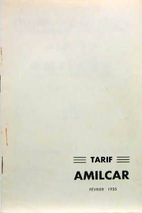 Couverture de 1935 AMILCAR  TARIF DES PIECES ADAPTABLES M.GERARD SANS FIGURES