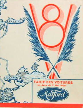 Couverture de 1936 MATFORD 62-66-68 TARIF  CATALOGUE