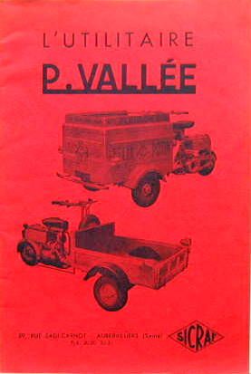 Couverture de 1957 PAUL VALLEE 125-175 CM3 TRIPORTEUR DESCRIPTION ENTRETIEN CATALOGUE DE PIECES DETACHEES