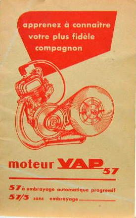 Couverture de VAP 57 A EMBRAYAGE AUTOMATIQUE PROGRESSIF 57/3 SANS EMBRAYAGE ENTRETIEN CATALOGUE DE PIECES DETACHEES