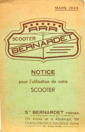 Couverture de 1949 BERNARDET SCOOTER LIVRET D'ENTRETIEN