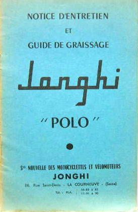 Couverture de JONGHI POLO LIVRET D'ENTRETIEN