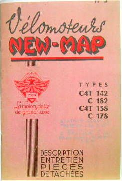 Couverture de 1952 A 1957 NEW MAP TYPE C4T-C182-C4T138-C178 MOTEUR AMC   LIVRET D'ENTRETIEN ET CATALOGUE DE PIECES DETACHEES EN PHOTOCOPIES