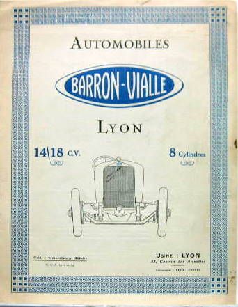 Couverture de 1928 BARRON VIALLE 14/18 CV 8 CYLINDRES A LYON