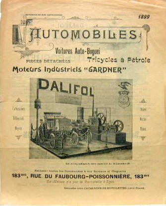Couverture de 1899 AUTO BOGUEI DALIFOL GARDNER DULAC BICYCLETTE TRICYCLE A MOTEUR DE DION