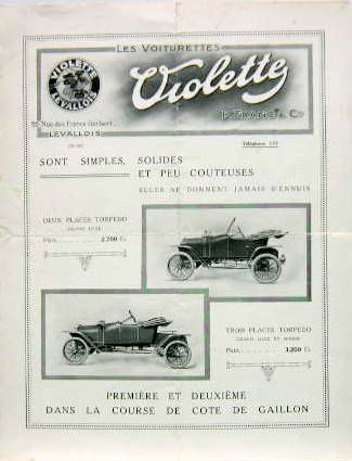 Couverture de 1912 VIOLETTE 8 CV A LEVALLOIS