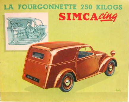 Couverture de SIMCA CINQ FOURGONETTE 250 KILOGS 1946 PROSPECTUS