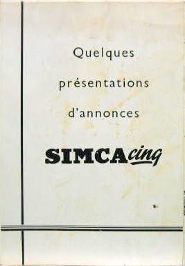 Couverture de SIMCA CINQ PRESENTATIONS D'ANNONCES