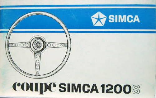 Couverture de SIMCA 1200 S  COUPE LIVRET D'ENTRETIEN