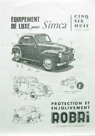 Couverture de SIMCA 5 SIX 8 ACCESSOIRES ROBRI