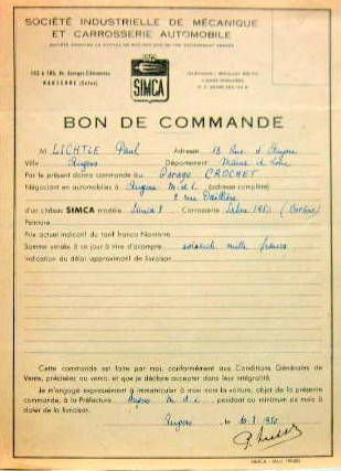 Couverture de SIMCA 8 BON DE COMMANDE