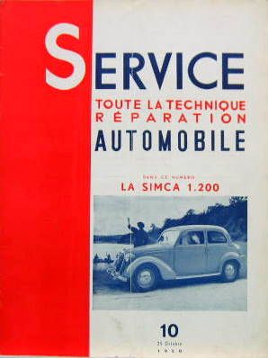 Couverture de 1950 SIMCA 8 1200 REVUE TECHNIQUE SERVICE