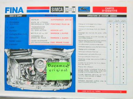 Couverture de SIMCA 1000 RALLYE 1 FICHE FINA