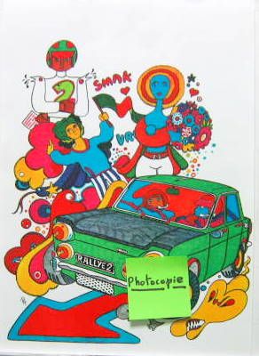 Couverture de SIMCA 1000 RALLYE 2 COPIE COULEUR DU RECTO DU DOSSIER DE PRESSE PSYCHIADELIQUE