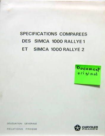 Couverture de COMPARAISON SIMCA 1000 RALLYE 1 ET 2
