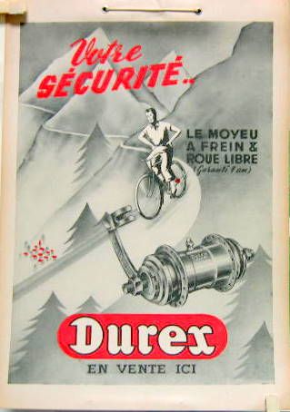 Couverture de AFFICHE D'INTERIEUR DUREX LE MOYEU A FREIN ET ROUE LIBRE