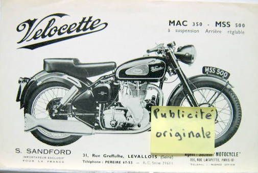 Couverture de VELOCETTE MAC 350 ET MSS 500 CC PROSPECTUS