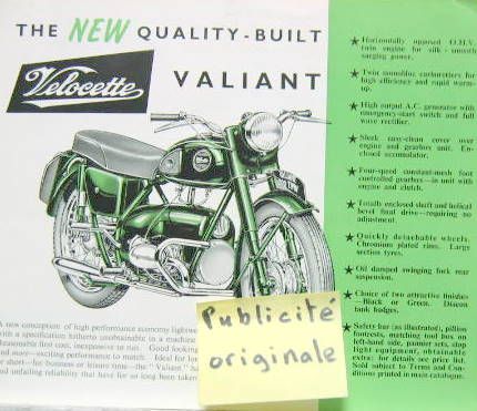 Couverture de VELOCETTE VALIANT 192 CC PROSPECTUS EN ANGLAIS