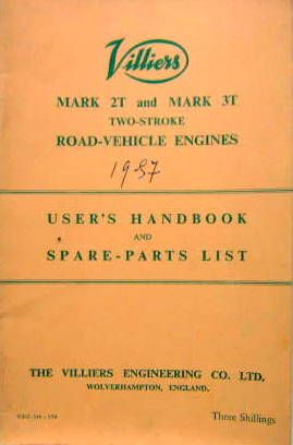 Couverture de 1964 VILLIERS MOTOR MK 2T AND 3T OPERATING INSTRUCTIONS AND SPARE PARTS EN ANGLAIS