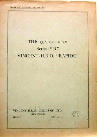 Couverture de 1947-5 VINCENT THE 998 CC OHV RAPIDE SERI B HRD VINCENT ARTCLE ORIGINAL DE MOTORCYCLING EN ANGLAIS