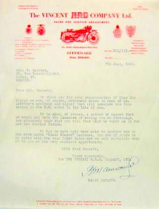 Couverture de 1948  VINCENT LETTRE A ENTETE  EN ANGLAIS