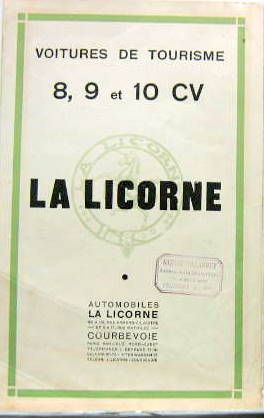 Couverture de 1928 LA LICORNE 8-9-10 cv