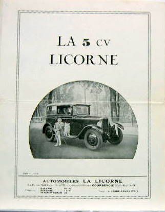 Couverture de 1930-4 LA LICORNE 5 CV  PROSPECTUS