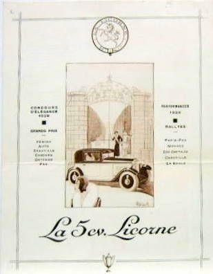 Couverture de 1929 LA LICORNE 5 CV  PROSPECTUS