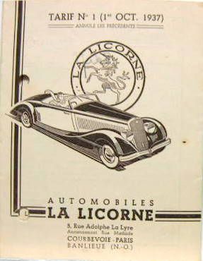 Couverture de 1937-10 LA LICORNE TARIF