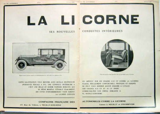 Couverture de 1926 LA LICORNE  PUBLICITE D'EPOQUE DECOUPEE DANS UNE REVUE 2 PAGES
