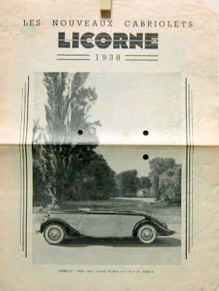 Couverture de 1938 LA LICORNE CABRIOLET 6/8-8/10-10/14 TIRE A PART D'OMNIA