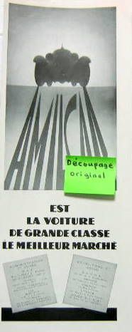 Couverture de AMILCAR EST LA VOITURE DE GRANDE CLASSE PUBLICITE DECOUPEE DANS UNE REVUE D'EPOQUE