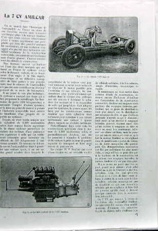 Couverture de AMILCAR 7 CV  ESSAIS  DANS UNE REVUE D'EPOQUE EN PHOTOCOPIE