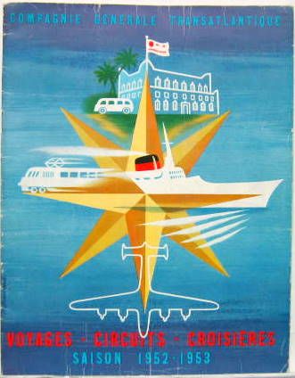 Couverture de 1952-1953 COMPAGNIE GENERALE TRANSATLANTIQUE VOYAGES CIRCUITS CROISIERES CATALOGUE