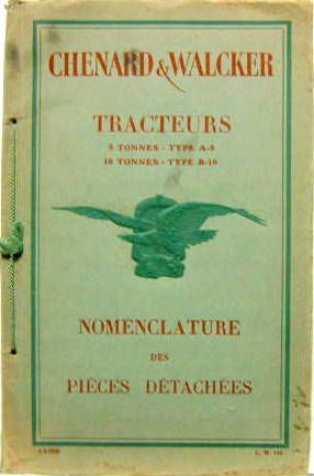 Couverture de 1930-2 CHENARD ET WALCKER TRACTEUR TYPE A5-B10 CATALOGUE DE PIECES DETACHEES