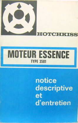 Couverture de HOTCHKISS CAMION 3501 LIVRET D'ENTRETIEN