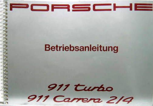 Couverture de 1992 PORSCHE 911 TURBO -CARRERA 2/4  LIVRET D'ENTRETIEN EN ALLEMAND