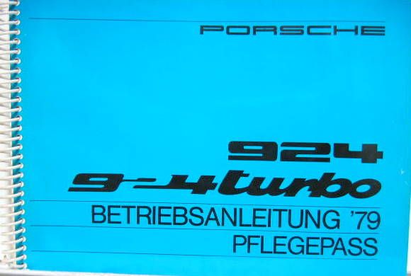 Couverture de 1978-9 PORSCHE 924 ET 924 TURBO 1979 LIVRET D'ENTRETIEN EN ALLEMAND