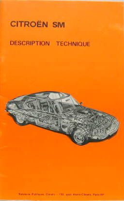 Couverture de 1971 CITROEN SM DESCRIPTION TECHNIQUE