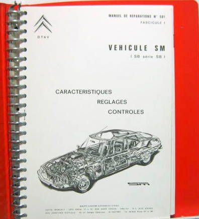 Couverture de 1971 CITROEN SM SERIE SB MANUEL DE REPARATION 585 N°1 CARACTERISTIQUES REGLAGES CONTROLES
