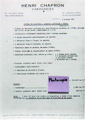 Couverture de 1972 CITROEN SM CONDUITE INTERIEURE 4 PORTES CHAPRON TARIF