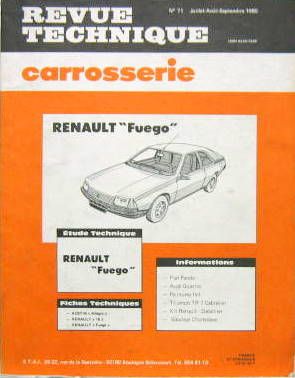 Couverture de 1980 RENAULT FUEGO REVUE TECHNIQUE CARROSSERIE RTC