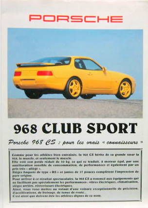 Couverture de 1992-10 PORSCHE 968 CLUB SPORT CATALOGUE