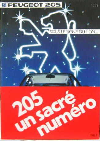 Couverture de 1983 PEUGEOT 205 GAMME AVEC SON BANDEAU ROUGE