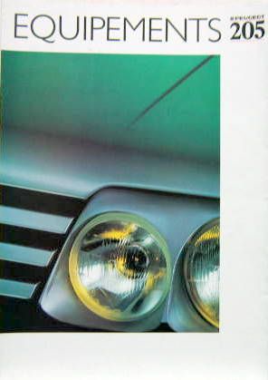 Couverture de 1992 PEUGEOT 205 ACCESSOIRES CATALOGUE