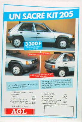 Couverture de 1984 PEUGEOT 205 KIT AGL PROSPECTUS