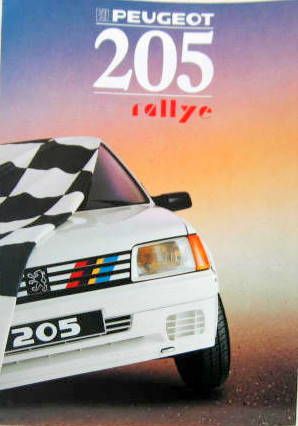 Couverture de 1988 PEUGEOT 205 RALLYE DEPLIANT